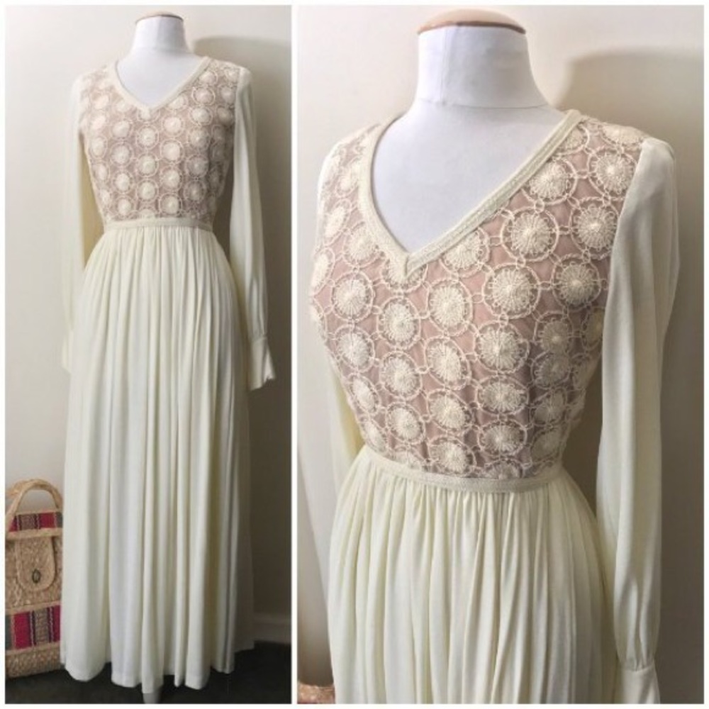70s Cream Dream Crochet Maxi Dress/Vest